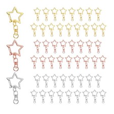 60 Pcs Metal Spring Snap Keychain Clip, Star Shaped Swivel Key Ring, 3 Color