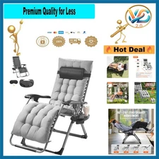 Zero Gravity Chair 26 Inch Recliner Lounge Chair Support 500 Lbs Gray Indoor ...