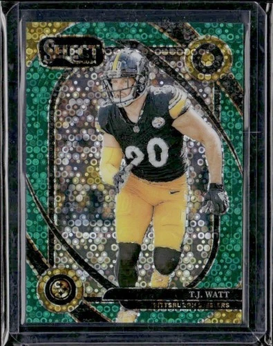 2024 Panini Select #294 T.J. Watt Club Level Green NO HUDDLE Pittsburgh #1/5