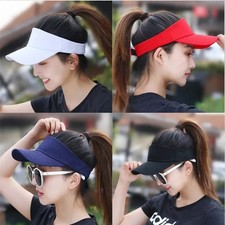 Adjustable Visor Sun Hat Golf Tennis Beach Cap Plain Colors Men Women Free Ship