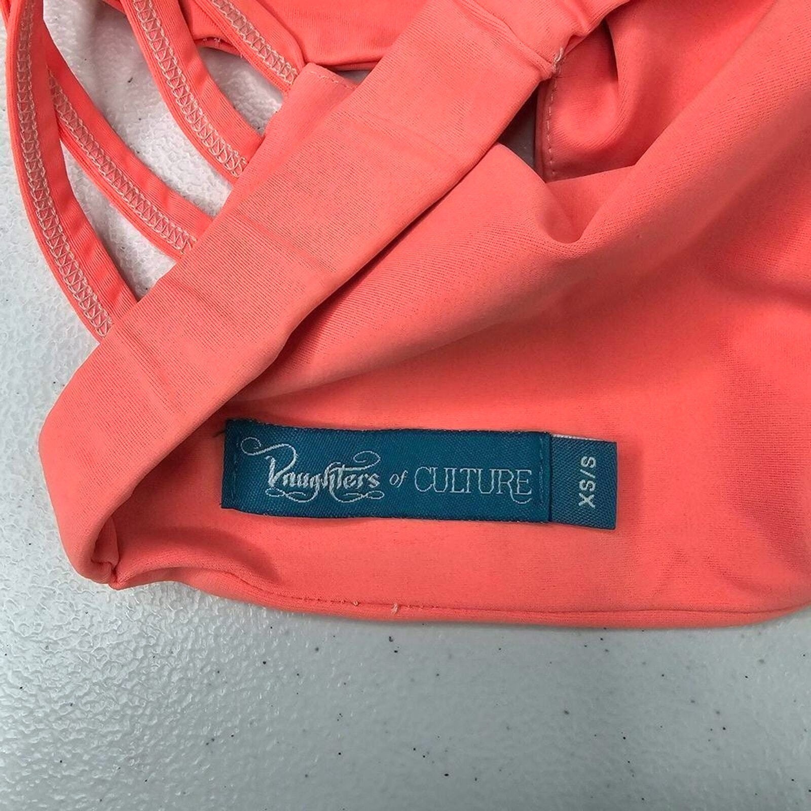 Daughters of Culture Bikini Sports Bra Top Orange Criss Cross Back Active Y2K XS image 3