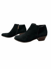 Crown Vintage Tabitha Bootie Black Suede Leather Comfort Low Block Heel Size 10M