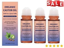 1 3x Organic Golden Castor Oil Roll-On with Rose Quartz for Skin,Hair Wrinkle