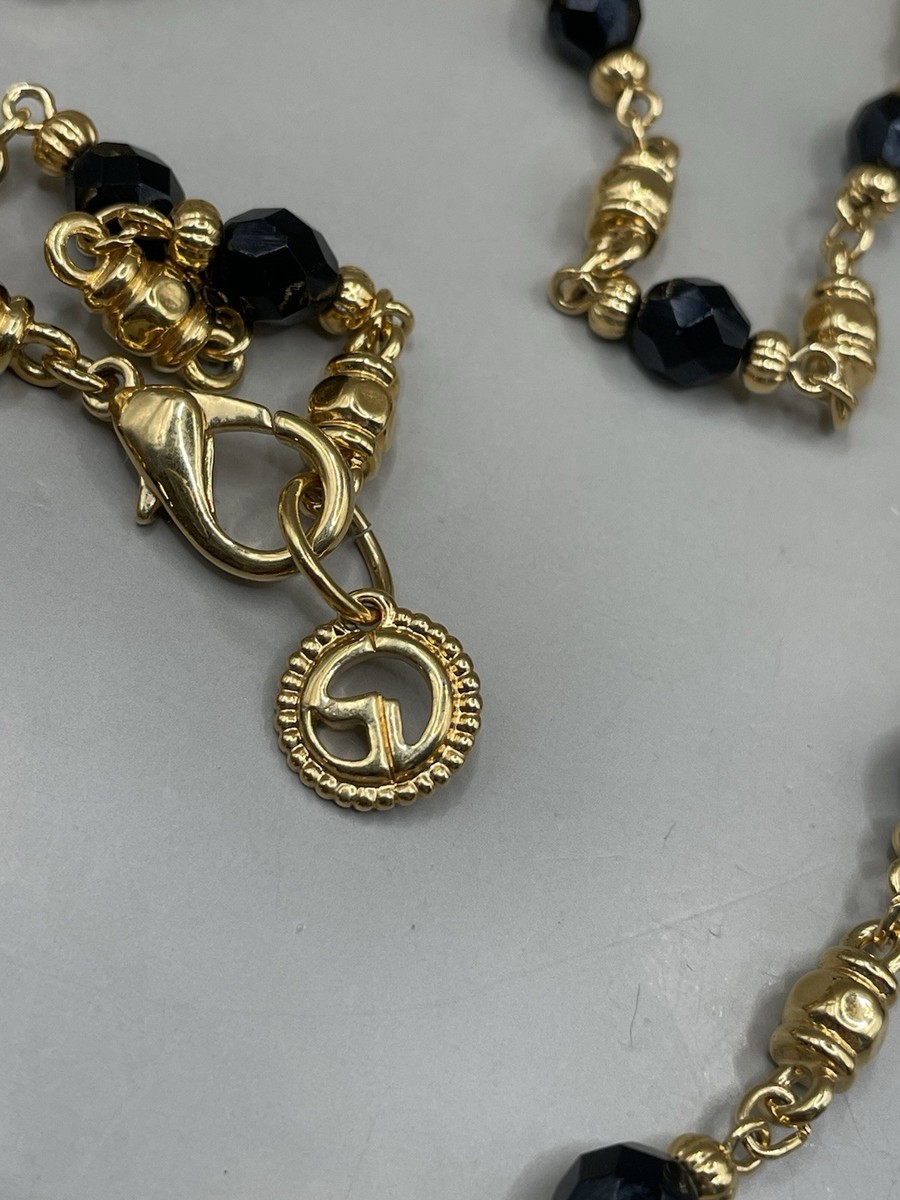 Vintage Signed St John Black Beads GoldTone Classy Career 61  display picture 1