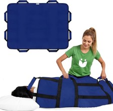 Positioning Bed Pad 8 Reinforced Padded Handles Washable Sheet 48 x 40" Blue V2