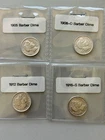 Set of 4 Barber Dimes-Brilliant UNC-1905 1908-D 1912 1916-S--Some may be cleaned