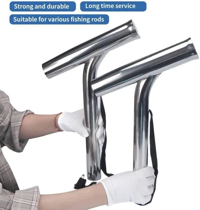 2X Stainless Marine Boat Outrigger Stylish Fishing Rod Holder W/Strap Gimbal Pin - Image 2 of 4
