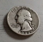 1942-P Washington Quarter 90% Silver ~ Free Shipping! #1