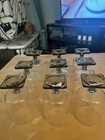 Set Of 9 Mid Century Modern Smoky Glass Pedestal Tumblers Square Base 5.5” Vtg  — photo 10