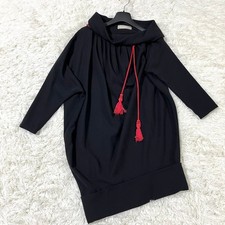 USED RARE GIANNI VERSACE ASYMMETRICAL DRESS DOLMAN SLEEVES MADE IN IT BLACK
