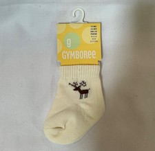 NWT Vtg Gymboree Reindeer ivory socks 0-6 m fit shoe 00-01