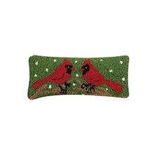 Peking Handicraft 31TG394C05OB Two Cardinals Hook Pillow, Blown-in Filled, 12