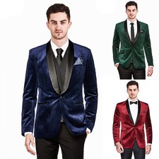 Shawl Lapel Men Suits Velvet Single Breasted Regular Fit Prom Cocktail Formal