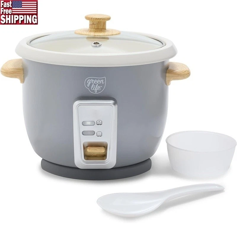 Compact Mini Rice Cooker 6 Cups Ceramic Nonstick Auto Keep Warm Easy Clean New