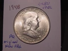 1948 FRANKLIN HALF CHOICE BU NEAR FBL ORIGINAL COLOR POPULAR BETTER DATE