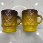 (2)Vintage Anchor Hocking Fire King Glass Kimberly Coffee Mugs Free Shipping