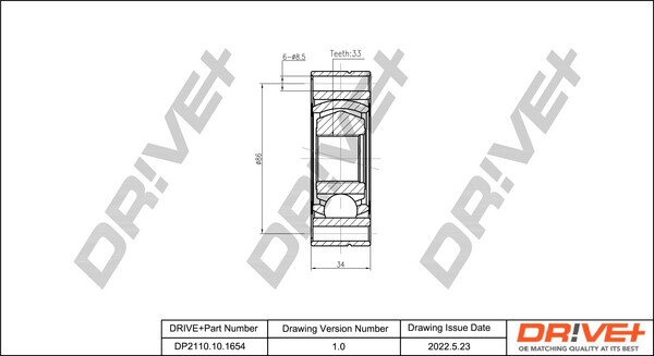 Dr!ve+ DP2110.10.1654 Gelenksatz Antriebswelle FüR VW-image