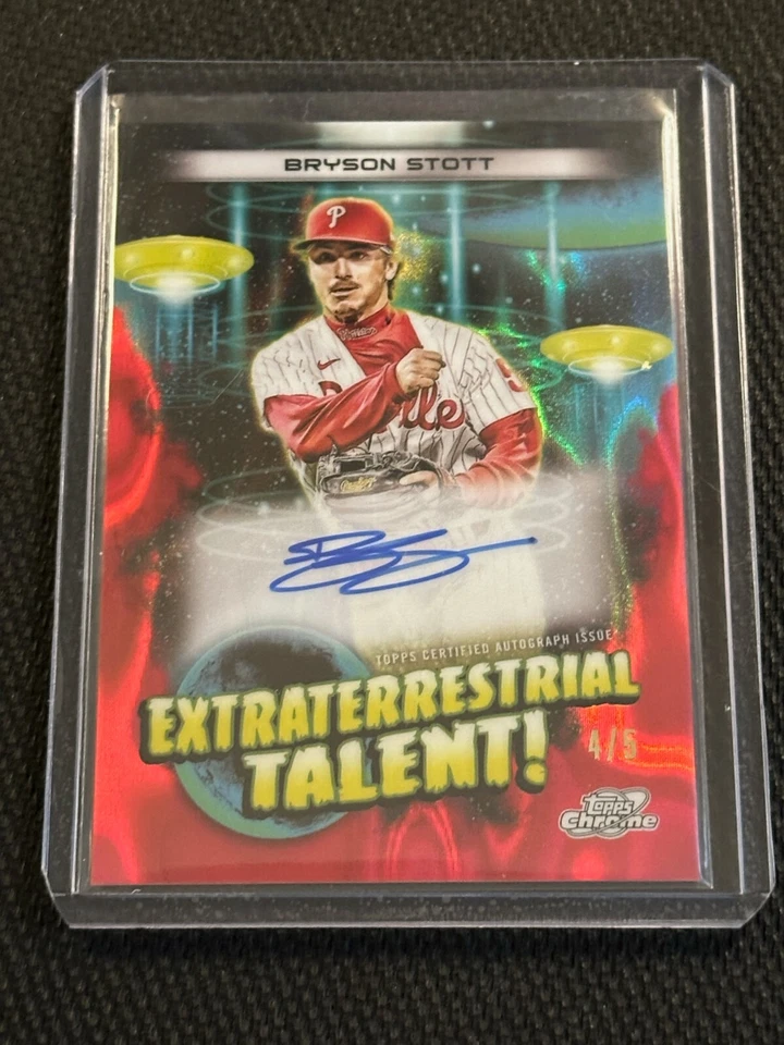 🔥BRYSON STOTT 2023 Topps Cosmic Chrome ET RED FLARE AUTO /5 Bryson Stott Philly - Image 4 of 4