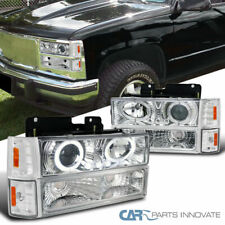 For 94-98 GMC C10 Sierra Yukon Black Headlights+Bumper+Corner Lamps Pair