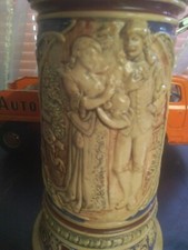 SUPERBE ancienne CHOPE A BIERE grès collection objet vitrine pinte verre glace 