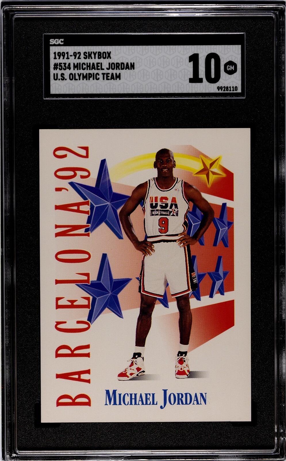 1991-92 Skybox MICHAEL JORDAN USA Olympic Team #534 SGC 10 GEM MINT Condition!