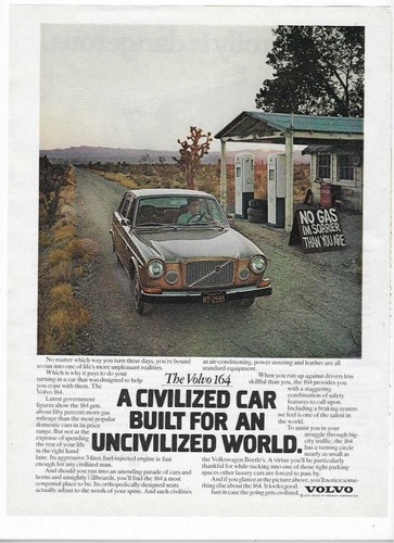 Volvo 164 Civilized Car & Blue Cross Blue Shield Western PA 1973 Vintage Ads