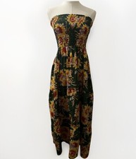 Cassee's Summer Dress Small Halter Tube Top Shirred Womens Tiered Floral