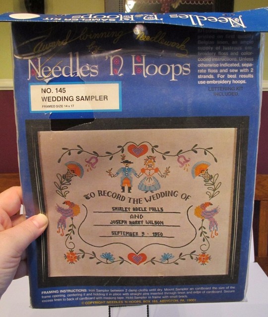 Vintage Needles 'N Hoops Wedding Sampler Needlework Kit Unopened eBay