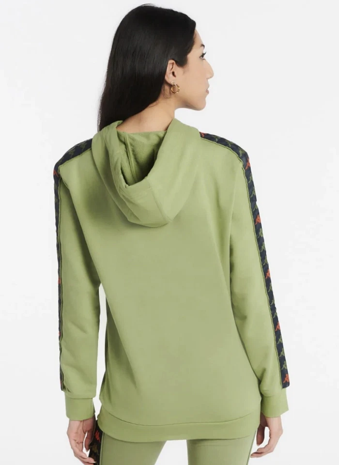 Kappa 222 Banda Budy 3 Felpa con Cappuccio Donna Verde Salvia-Nero Fumo 331328W-A17 - Immagine 4 di 4
