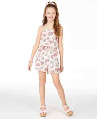 Epic Threads Big Girls Floral-Print Challis Romper- Seashell Pink XL 0