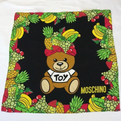 Moschino Toy Bear Fruit Scarf 100% Silk Made in Italy 26in x 25in NWT