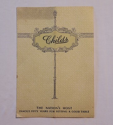VTG;1941?;Childs Restaurant Breakfast Menu;Unknown Location; Used;~10''×7''Folded;