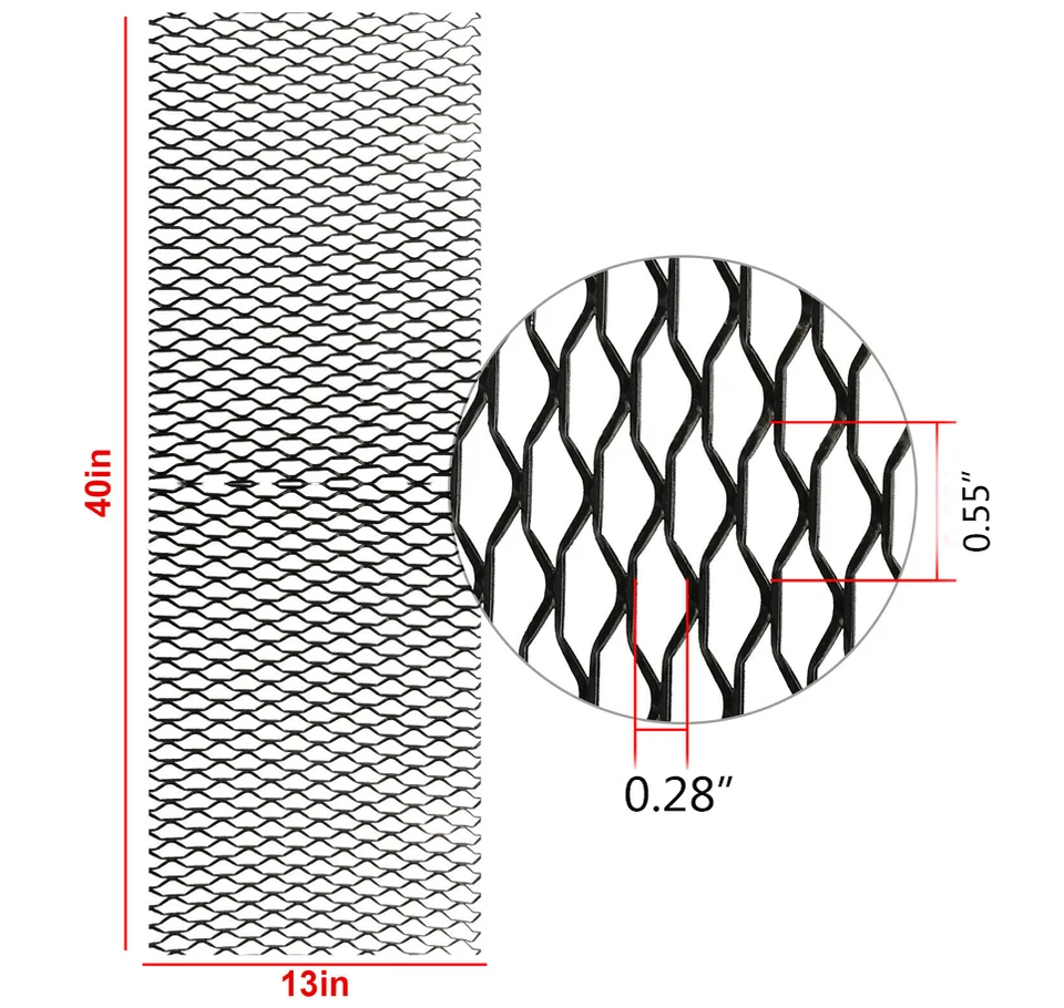 Aluminum Mesh Grill Cover Car Bumper Fender Hood Vent Grille Net Universal Black - Image 2 of 4