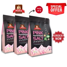 Malka Himalayan Pink Salt, Super Fine Grain Salt, 6lb-(Qty: 3, 2lbs Pouch bags)