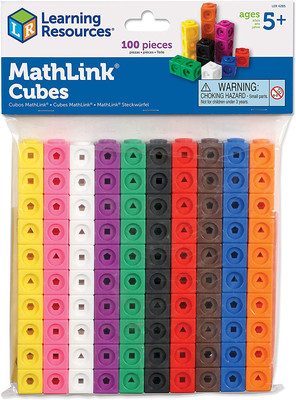 Learning Resources Mathlink Cubes - Set of 100 Cubes, Ages 5+ Kindergarten, STEM