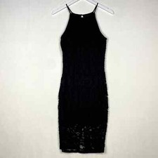 Love J Women's Size M Black Lace Bodycon Fitted Midi Sleeveless Dress