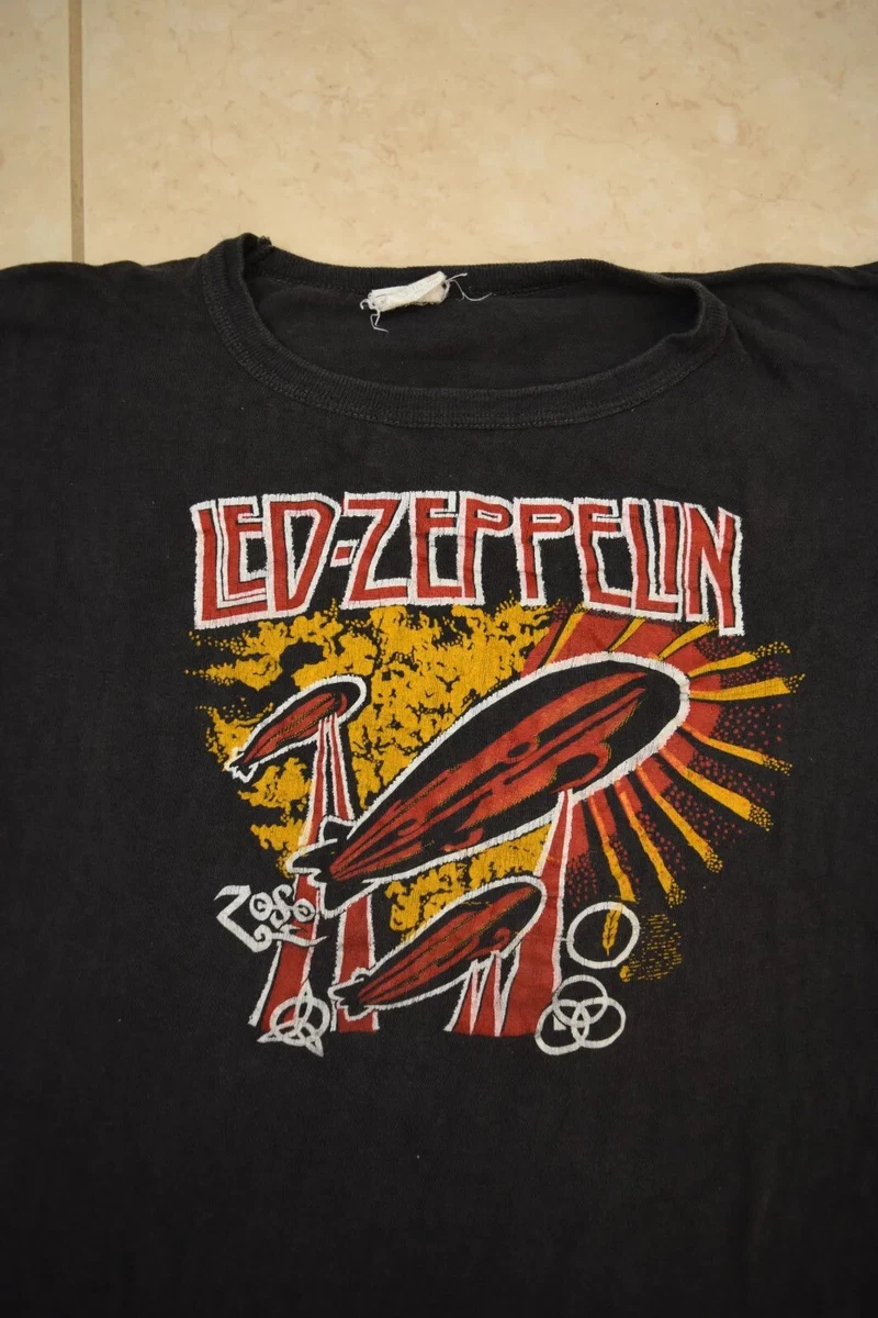 Vintage 70s 80s Led Zeppelin Bootleg Tour Shirt Tee Size M-L Concert Rare