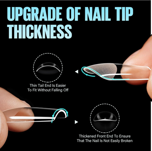Soft Gel Nail Tips 504PCS Medium Coffin Clear Half Matte Full Cover Nail Tips - Picture 4 of 12