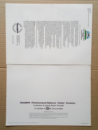 Triumph TR7 c.1980 & Spitfire 1500 (1978) UK brochures. Excellent condition. - Picture 2 of 2