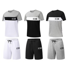 New Mens T Shirt  Shorts Set ICON2 Textured Waffle Material Tracksuit Summer
