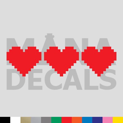 8 bit Hearts Vinyl Die Cut Decal Sticker - Video Game The Legend of Zelda LOZ
