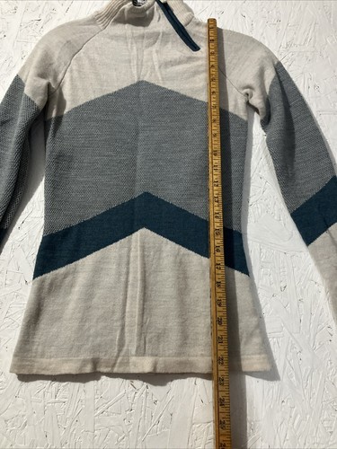 Smartwool Sweater Kids Small Mock Neck Dacono Ski Merino Wool Colorblock Blue - Picture 14 of 20