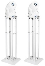 2 Rockville ROCK SPOT 260W WHITE DJ Moving Head Lights 8 ft. White Totem Stands