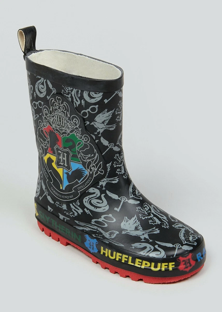 Boys Harry Potter wellies Hogwarts Slytherin Gryffindor Wellington Boots UK 8 12