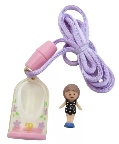 1990 Polly Pocket Lulu in her Necklace Pendant Pink Clasp & Base/Lavender Cord