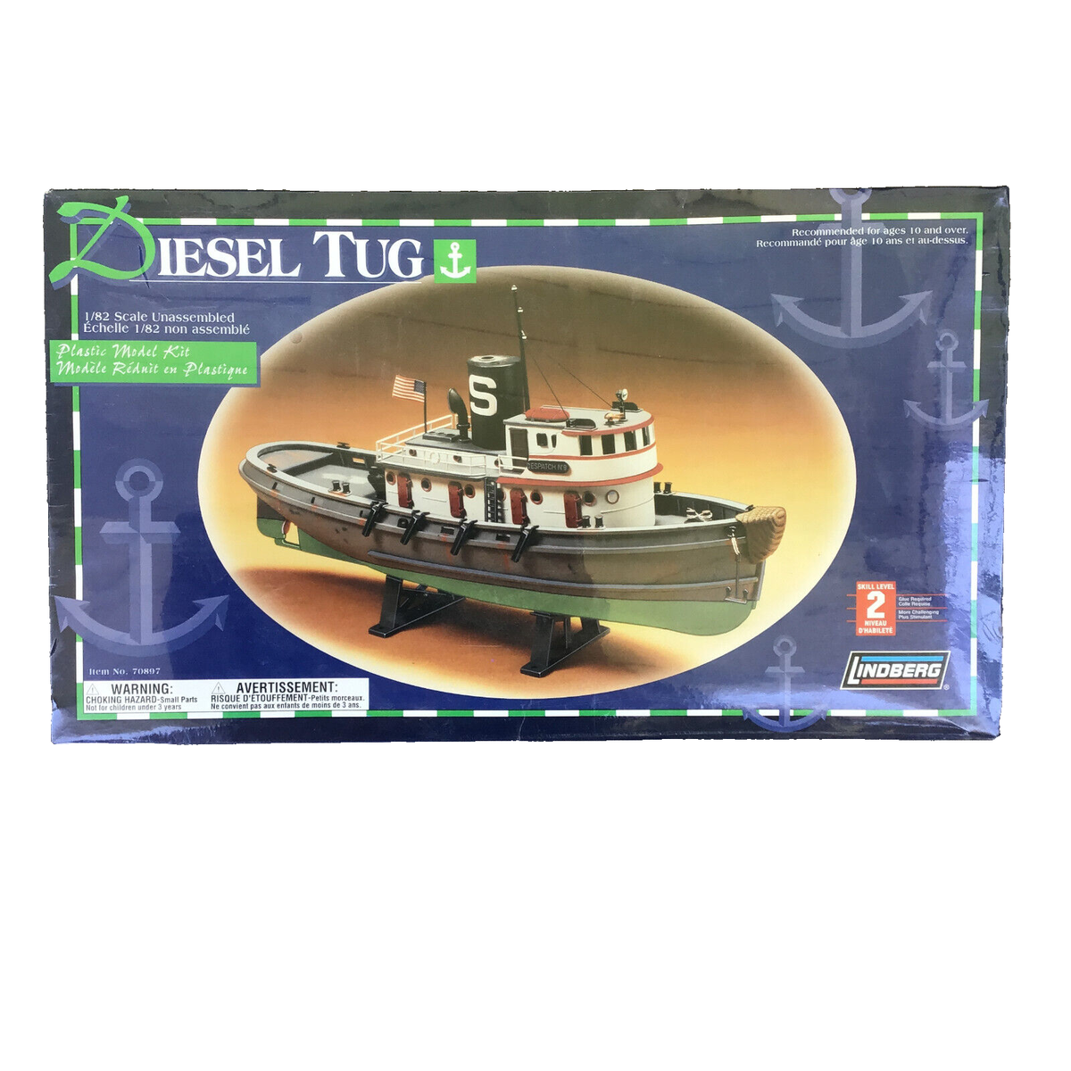 NEW Lindberg Classic Replica Diesel Tug Boat 1/82 Scale Plastic