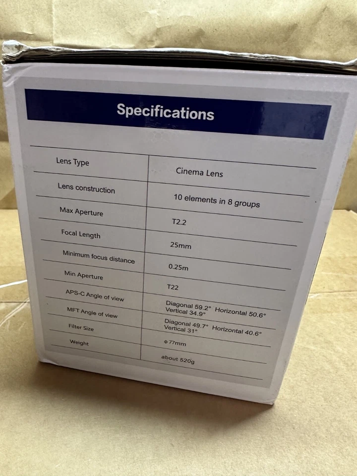 Lente de cine de enfoque manual Meike 25 mm T2.2 (montaje MFT) - sellada, envío gratuito Foto 4 de 4