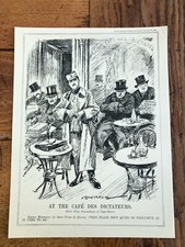 1929 original political cartoon print -  mussolini ( cafe des dictateurs )