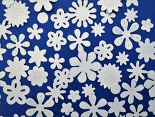 Small Paper Cardstock Flowers Flower Stitched Die Cut Cardmaking 50 pc Scrapbook