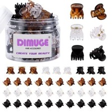 1/2 Inch Durable Mini Small Hair Claw Clips 45pcs Great for A-black brown clear